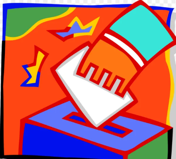 A hand placing ballot in box