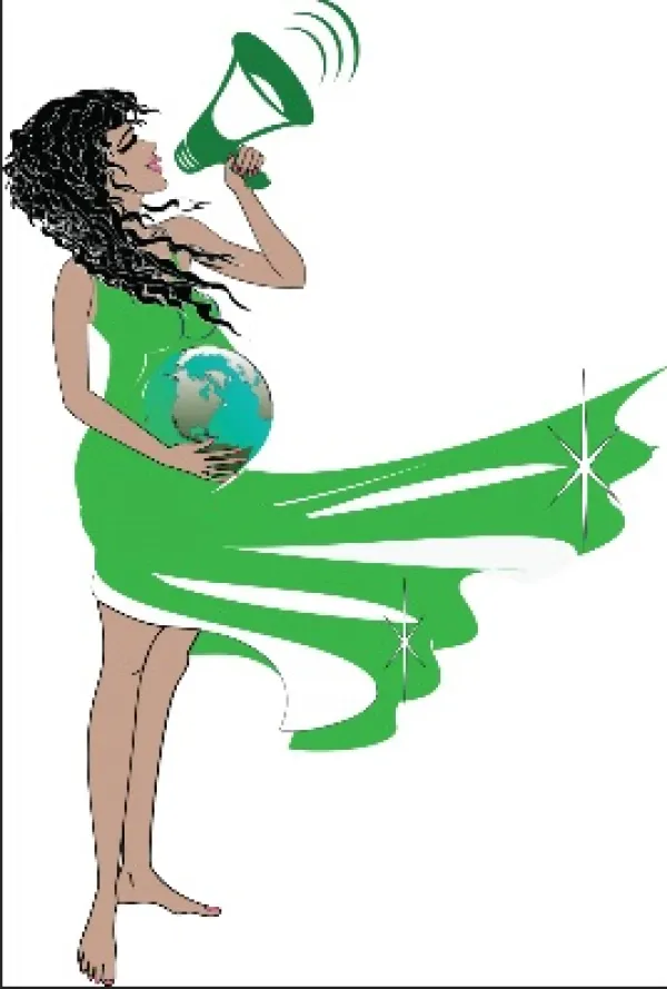 Drawing of a woman with a bullhorn