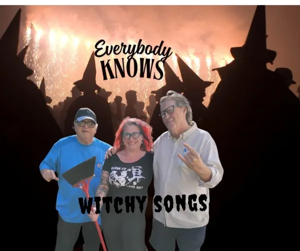 Bob, Tiffany and Dan with witches in the background