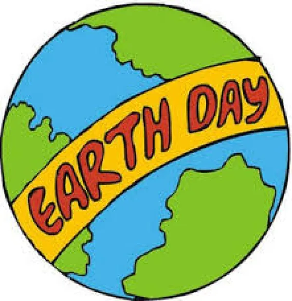 Earth with Earth Day banner